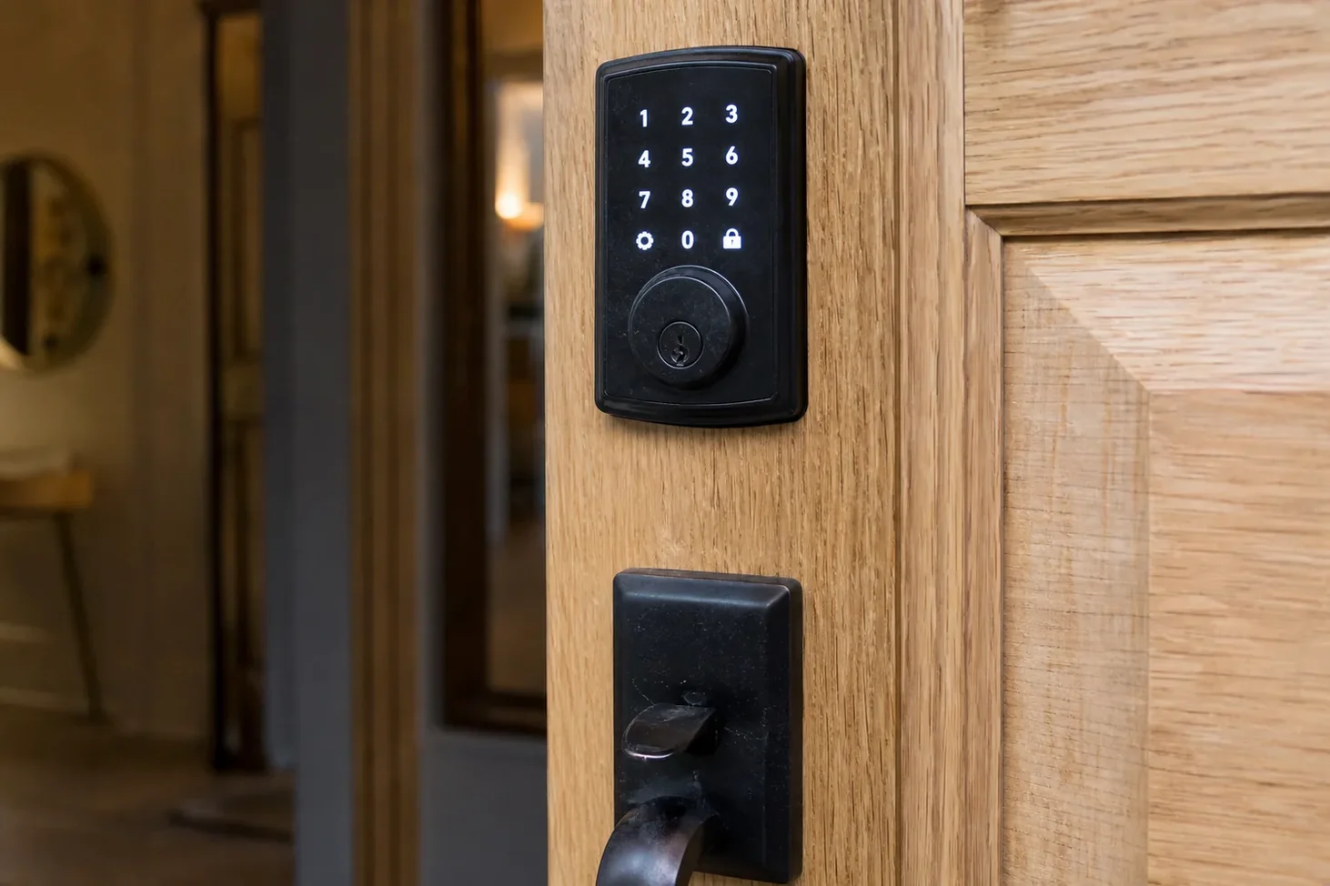 Keypad deadbolt installed on a front door, FL