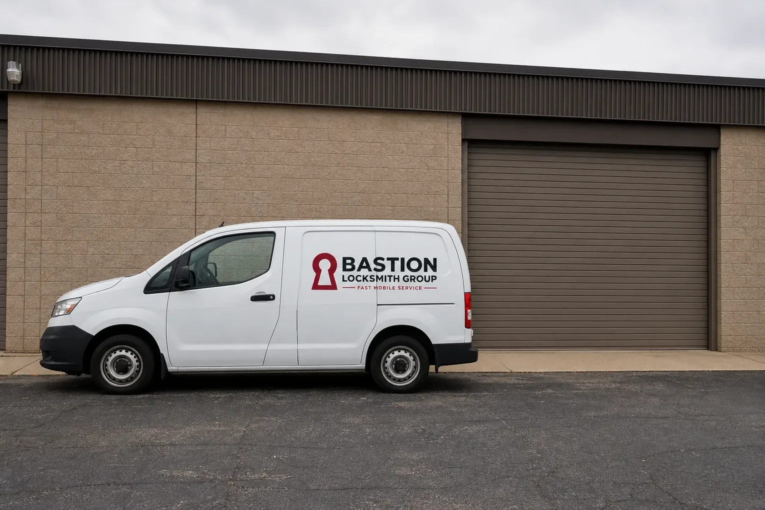 The Bastion Locksmith Group service vehicle, stocked for lockouts and key cutting in Lakeland, FL
